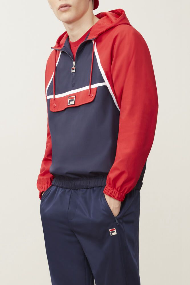 Fila Jacket Astor Mens Navy/Red - India RUM-549130